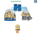 Detský set Minions in New York City , Rukavice, čiapka a šál, modrá 54cm