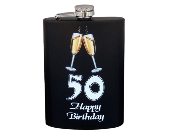 Čierna ploskačka Všetko najlepšie "50" 240ml
