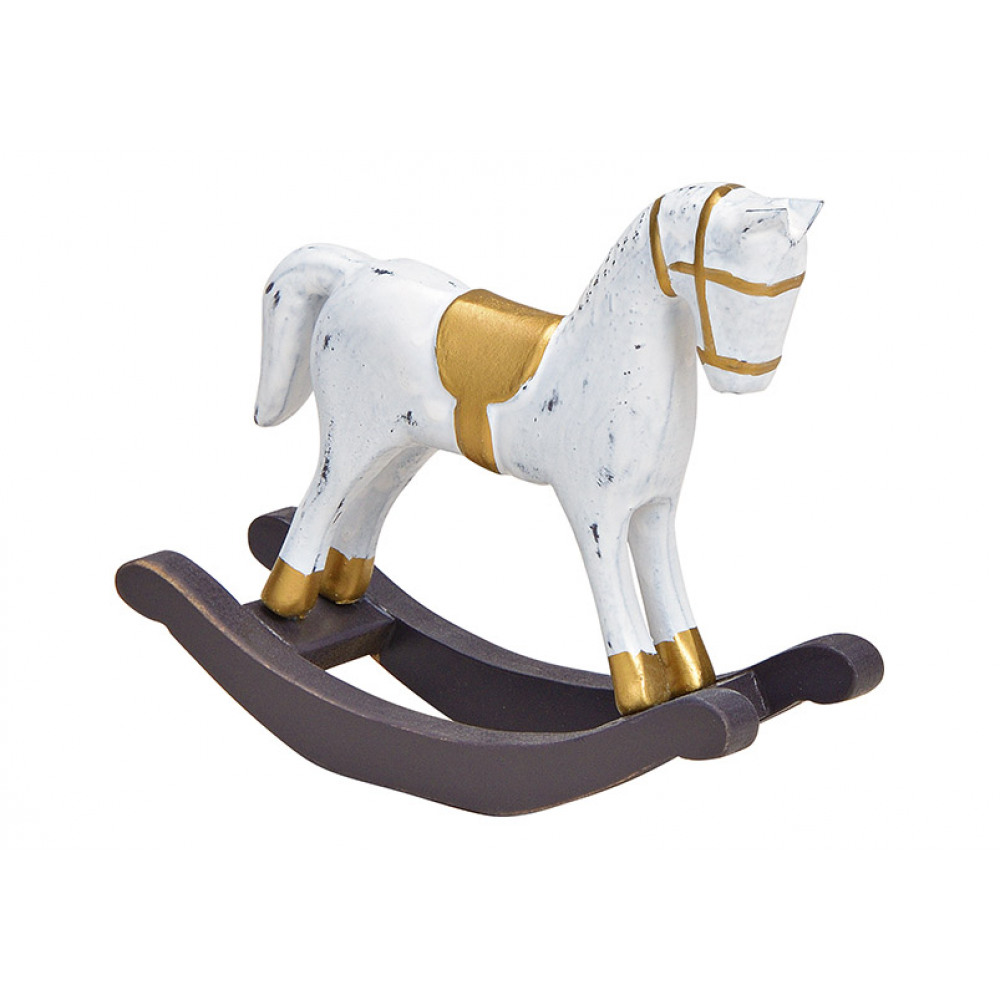 Hojdací koník bielo zlatý