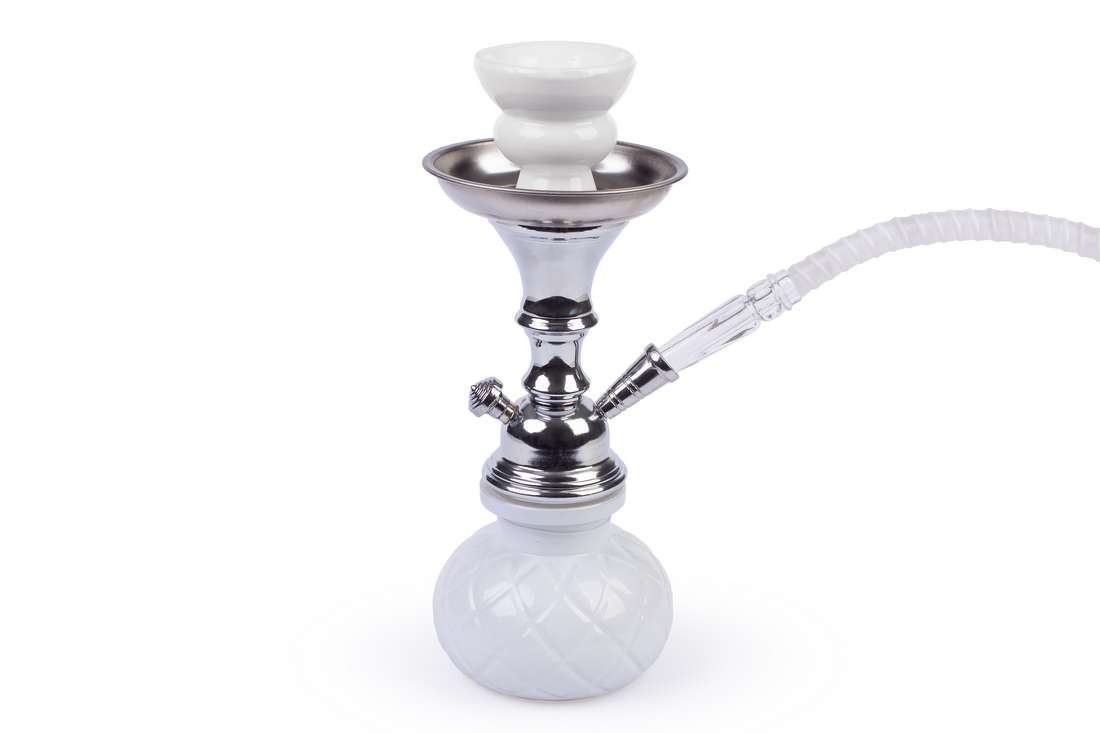 Vodná fajka - SHISHA bielej farby 26cm/1 inhalačná hadička