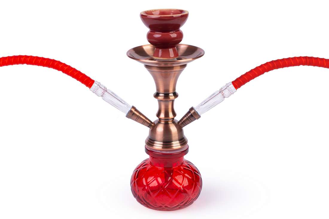 Vodná fajka - SHISHA červená 26cm/2 inhalačné hadičky