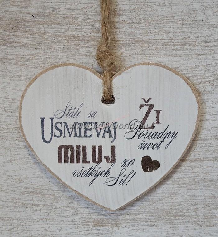 Drevená tabuľka Stále sa umievaj-srdce4