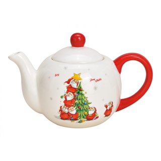 Vianočný čajník s Mikulášmi a stromčekom bielo - červený 500ml