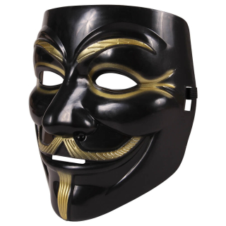 Anonymous Vendetta karnevalová maska ​​čierna a zlatá
