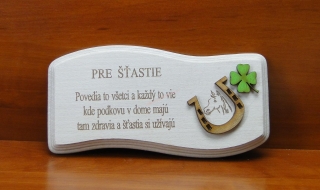Drevená tabuľka Pre šťastie 