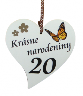 Drevená tabuľka Krásne narodeniny "20"